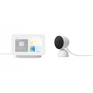 Google Nest Cam Indoor (mit Kabel) + Google Nest Hub (2. Gen) Kreide