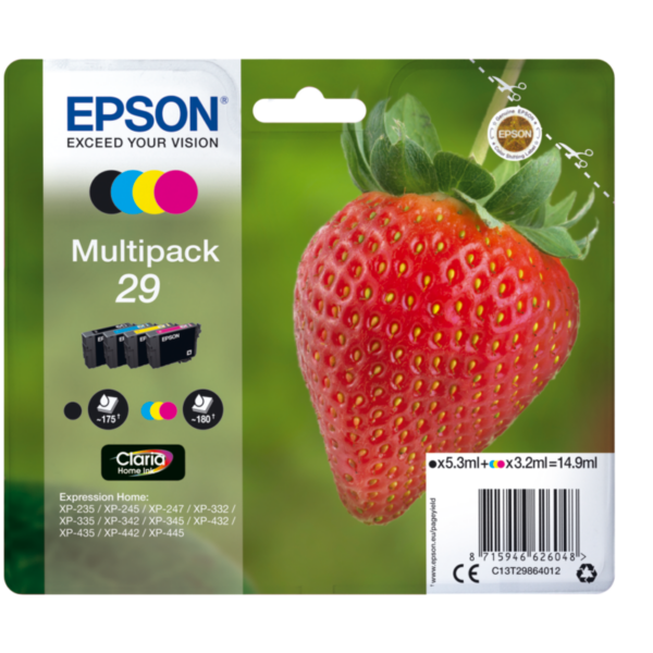 Epson 29 Original Druckerpatronen Multipack Schwarz Cyan Gelb Magenta T2986