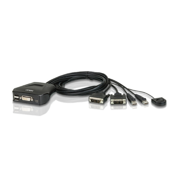 Aten CS22D 2-Port USB DVI KVM Switch schwarz