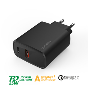 4smarts Netzladegerät VoltPlug 25W QuickCharge AFC USB-C/USB-A