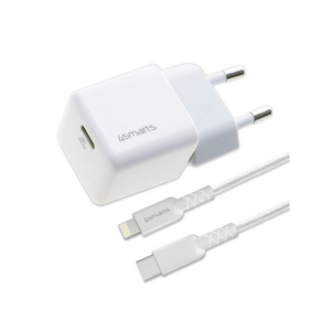 4smarts Netzladegerät VoltPlug Mini PD 30W QuickCharge AFC USB-C/Lightning weiß