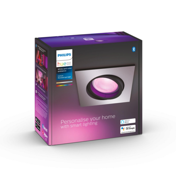 Philips Hue White & Col. Amb. Centura Einbauspot eckig aluminium 350lm