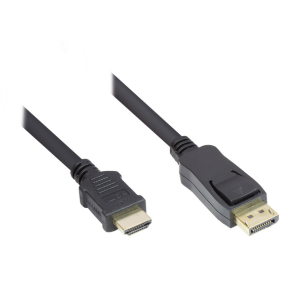 Good Connections Anschlusskabel 5m Displayport zu HDMI 24K vergoldet schwarz