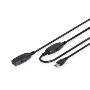 DIGITUS USB 3.0 aktives Verlängerungskabel 10m Typ-A St./Bu. schwarz DA-73105
