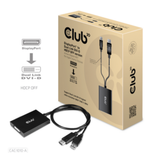 Club 3D DisplayPort Adapter zu DVI-D Dual Link HDCP off aktiv St./B. schwarz