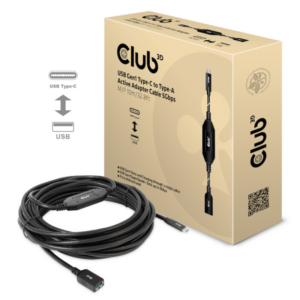 Club 3D USB Gen1 Typ-C zu Typ-A aktives Kabel 5Gbps 10m Bu./St.