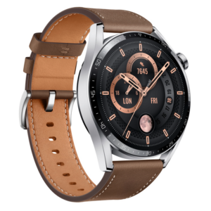Huawei Watch GT 3 Sport Smartwatch 46mm GPS silber AMOLED-Display Lederarmband