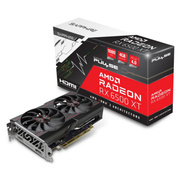 SAPPHIRE AMD Radeon RX 6500 XT OC Pulse Gaming Grafikkarte mit 4GB GDDR6