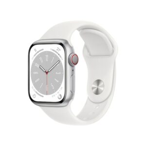 Apple Watch Series 8 LTE 41mm Aluminium Silber Sportarmband weiß