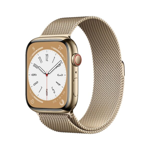 Apple Watch Series 8 LTE 45mm Edelstahl Gold Milanaise Gold