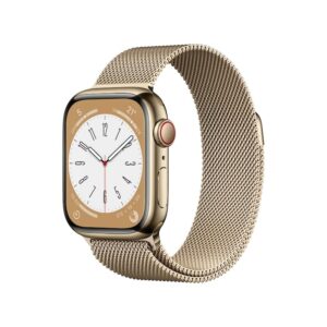 Apple Watch Series 8 LTE 41mm Edelstahl Gold Milanaise Gold
