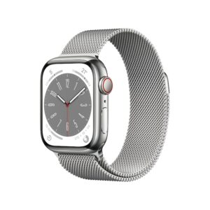 Apple Watch Series 8 LTE 41mm Edelstahl Silber Milanaise Silber