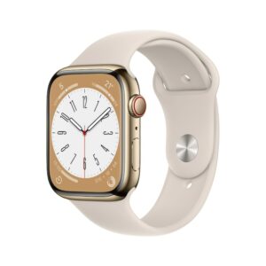 Apple Watch Series 8 LTE 45mm Edelstahl Gold Sportarmband Polarstern