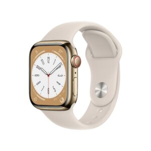 Apple Watch Series 8 LTE 41mm Edelstahl Gold Sportarmband Polarstern