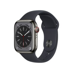 Apple Watch Series 8 LTE 41mm Edelstahl Graphit Sportarmband Mitternacht