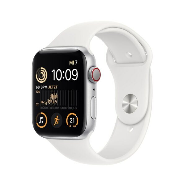 Apple Watch SE (2.Gen) LTE 44mm Aluminium Silber Sportarmband Weiß