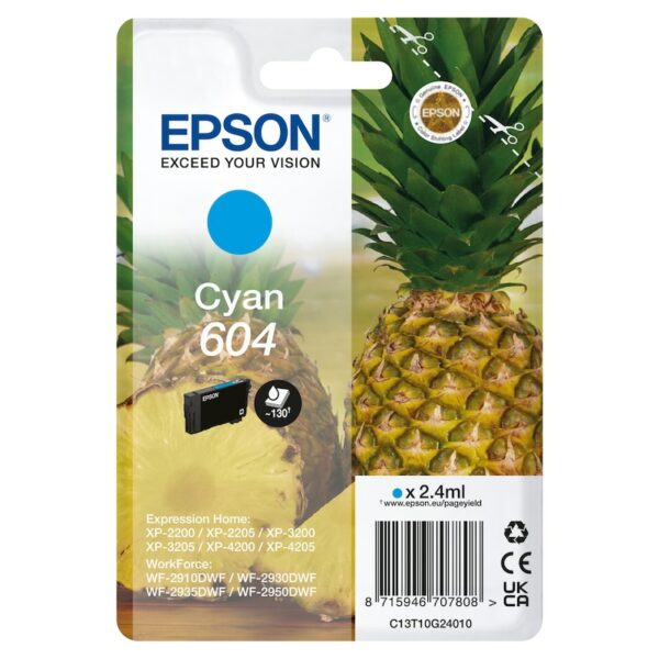 Epson 604 Original Druckerpatrone Cyan C13T10G24010 Ananas Tinte