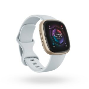 Fitbit Sense 2 Fitess-Smartwatch Nebelblau/Softgold