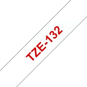 Brother TZe-132 Schriftband rot auf farblos 12mm x 8m P-touch selbstklebend
