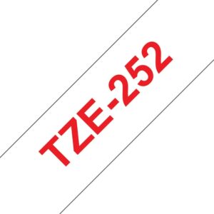 Brother TZe-252 Schriftband 24mm x 8m rot auf weiß selbstklebend