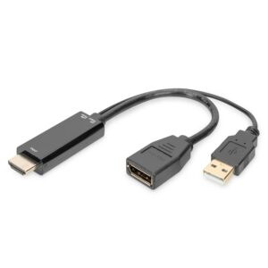 DIGITUS HDMI Adapter auf DisplayPort mit externer Stromversorgung 4K@30Hz. 0