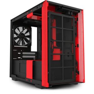 NZXT H210i Mini Tower Mini-ITX Gehäuse Schwarz/Rot mit Sichtfenster und RGB