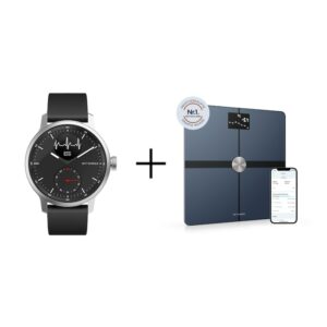 Withings ScanWatch 42 mm schwarz & Body+ Körperwaage schwarz Bundle