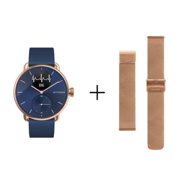 Withings ScanWatch 38 mm rosegold blue & Withings Milanaise Armband roségold