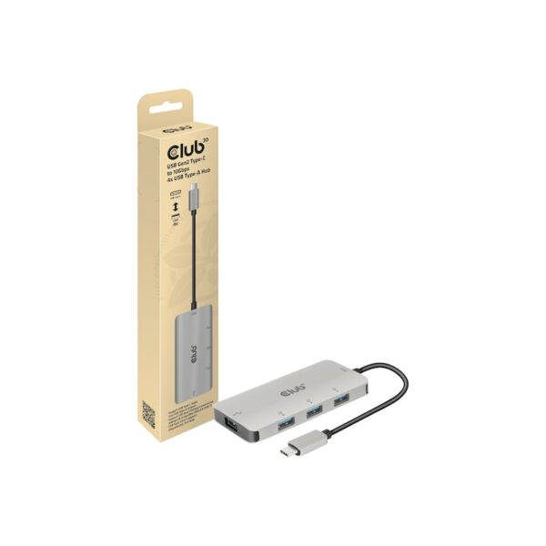 Club 3D USB Gen 2 Typ-C auf 10Gbps 4x USB Typ-A Hub 100 Watt