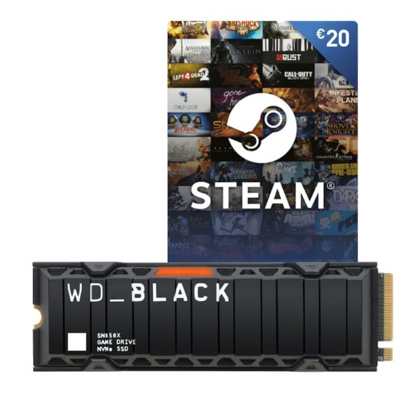 WD_BLACK SN850X NVMe SSD 1 TB PCIe 4.0 mit Kühlkörper inkl. 20 EUR Steamguthaben