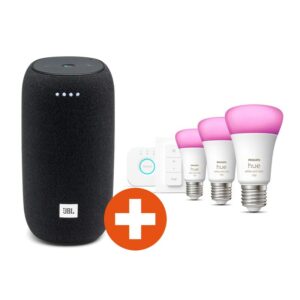 JBL Link Portable Google Sprachsteuerung + Philips Hue White&Col. Amb. 3er Set